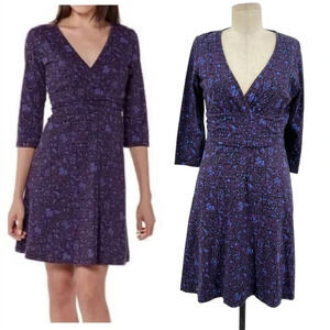 Patagonia Margot Faux Wrap Dress Purple Floral Paisley‎ Size Medium